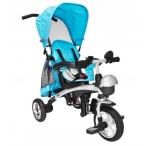 Tricicleta Copii 10 in 1 Sportmann Albastru Multifunctionala Tip Carucior Roti Gonflabile Parasolar Pliabil