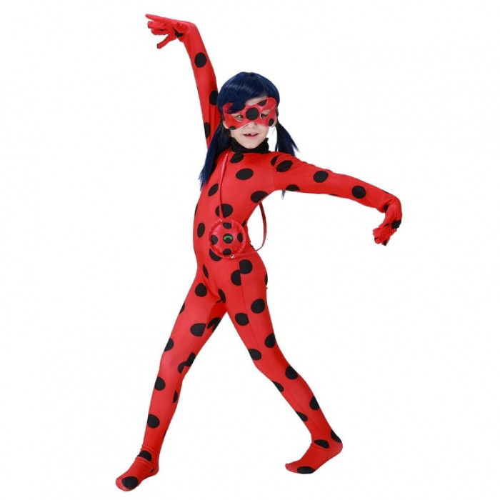Costum clasic Buburuza Miraculoasa Ladybug pentru fată 110-120 cm 5-7 ani