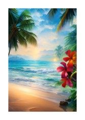 Sticker decorativ, Plaja, Albastru, 85 cm, 6443ST foto