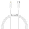 CABLU alimentare si date Baseus Superior, Fast Charging Data Cable pt. smartphone, USB Type-C la Lightning Iphone PD 20W, 1m, alb &quot;CATLYS-A02&quot; (timbru