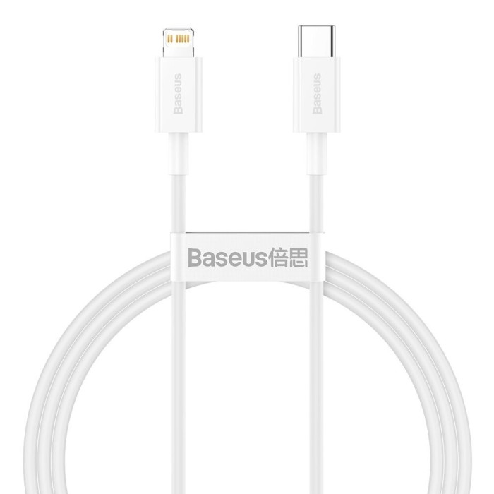 CABLU alimentare si date Baseus Superior, Fast Charging Data Cable pt. smartphone, USB Type-C la Lightning Iphone PD 20W, 1m, alb &quot;CATLYS-A02&quot; (timbru