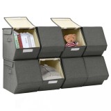 Cumpara ieftin Set cutii depozitare stivuibile capac 8 buc., antracit, textil