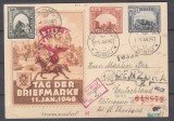 ROMANIA 1942 CARTE POSTALA SIBIU ZIUA MARCII FRANCATA CU 25+1 LEI 5 LEI 2 LEI/MONUMENTE ISTORICE CIRCULATA 1942 ROMANIA-GERMANIA CENZURAT