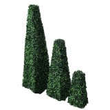 Set arbusti ornamentali artificiali piramida pe tulpina, 3 buc. GartenMobel Dekor, vidaXL