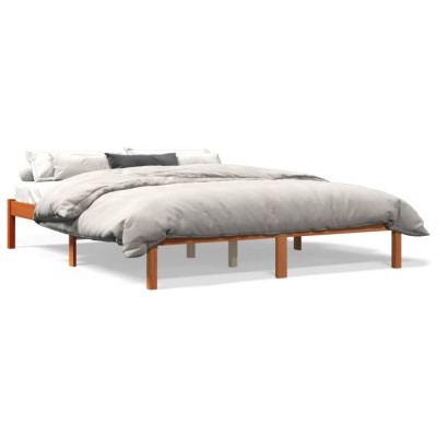 vidaXL Cadru de pat, maro ceruit, 150x200 cm, lemn masiv de pin foto