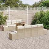 vidaXL Set de canapele pentru grădină 8 pcs Bej Rattan poli
