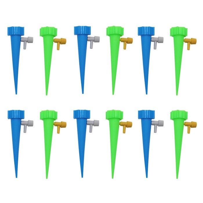 Set 12 picuratori, Plastic, Valva reglare debit, Albastru/Verde