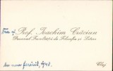 A1768 Carte de vizită prof. Ioachim Crăciun, decan Facultatea de Filosofie, Cluj