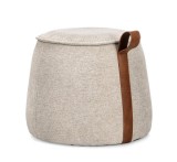 Cumpara ieftin Taburet mdf textil crem piele maro Anila 50x41.5 cm
