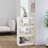 vidaXL Bibliotecă/Separator cameră alb 60x30x103,5 cm lemn masiv pin