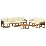 vidaXL Set de canapele de exterior cu pernă 7 pcs Natural și Crem 3385051