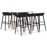 Cumpara ieftin Set mobilier de bar, 7 piese, alb si negru