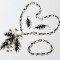 Set Pene negre, auriu si alb, handmade evenimente, colier unicat
