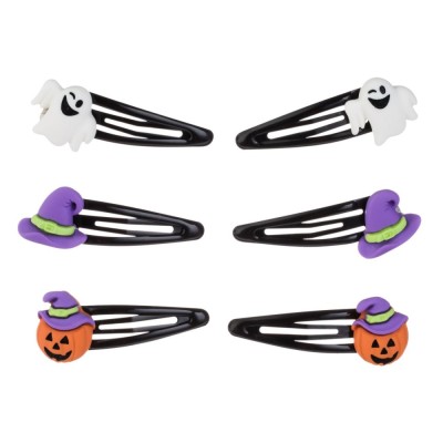 Set Clame Păr, Halloween, Multicolor, 6 Bucăți, Fantomă, Pălărie Vrăjitoare, Dovleac, Metal, Plastic, 5cm foto