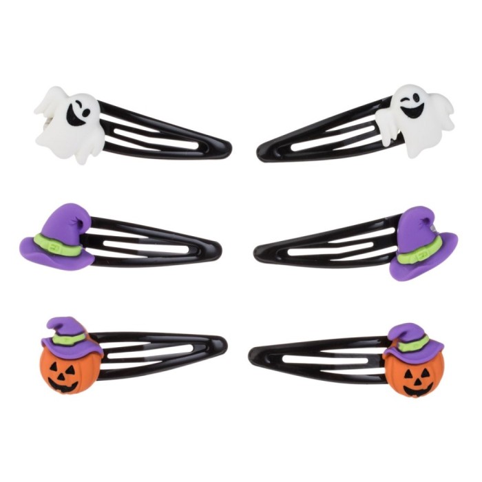 Set Clame Păr, Halloween, Multicolor, 6 Bucăți, Fantomă, Pălărie Vrăjitoare, Dovleac, Metal, Plastic, 5cm