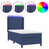 Cumpara ieftin Pat cu arcuri, saltea si LED, albastru, 120x200 cm, textil