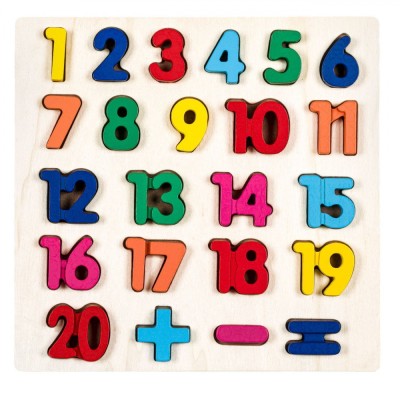 Puzzle Lemn Educațional, Model Cifre, 23 Piese, Multicolor, 28x27.5cm foto
