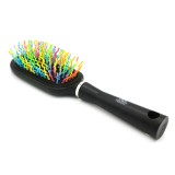 Perie pentru descalcire parului, cu peri ondulati din plastic, 9585RX, negru/multicolor