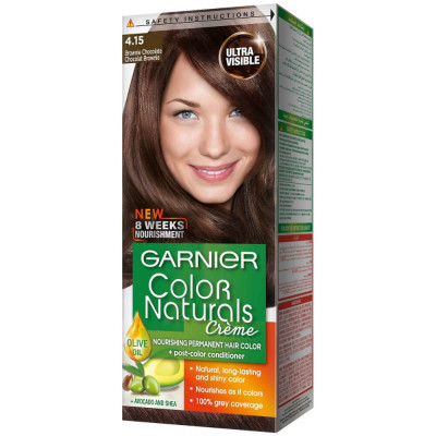 Vopsea Permanenta de Par 4.15 Ciocolata Amaruie, Garnier Color Naturals, 110 ml, Vopsea de Par, Vopsea Par Permanenta, Vopsea Permanenta Saten Ciocola foto