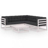 Set mobilier de gradina cu perne, 6 piese, lemn masiv de pin