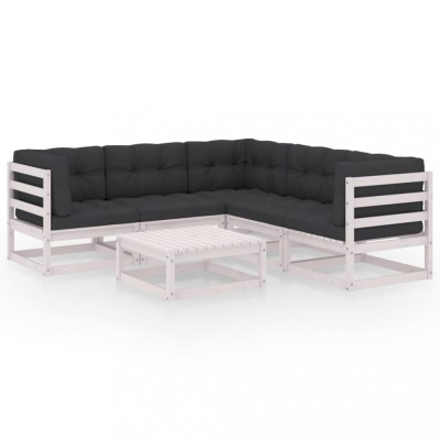 Set mobilier de gradina cu perne, 6 piese, lemn masiv de pin foto