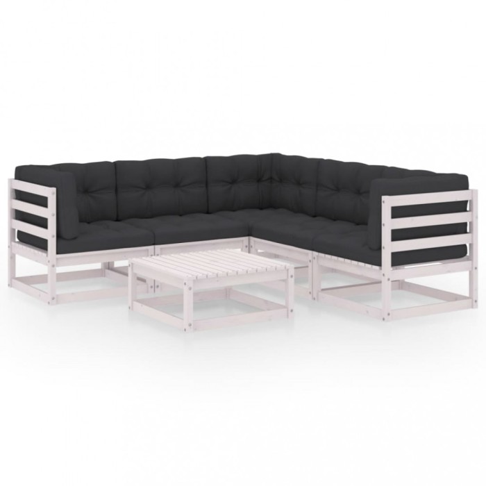 Set mobilier de gradina cu perne, 6 piese, lemn masiv de pin