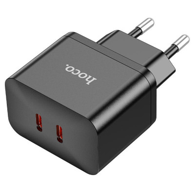 Incarcator Retea Hoco N29, Super Fast Charging PD35W, 2xUSB-C, Negru foto