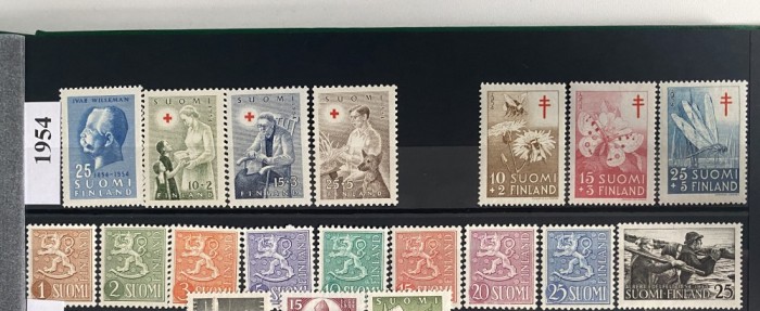 FINLANDA 1954, An complet, serii MNH
