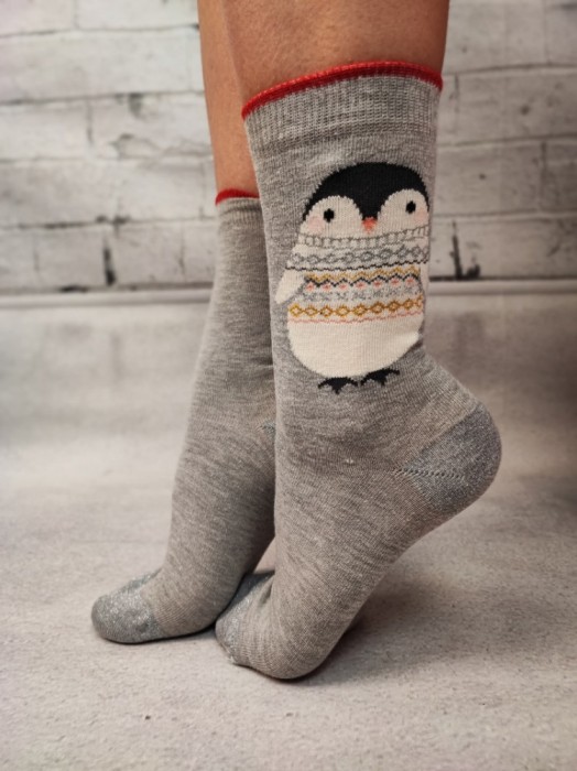 STK429-1822 Sosete medii din bumbac ultrasox model pinguin