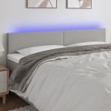 Cumpara ieftin Tăblie de pat cu LED, gri deschis, 200x5x78/88 cm, textil