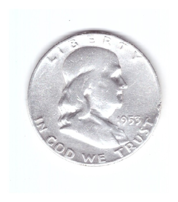 Moneda SUA 1/2 dollar/dolar 1953 D, stare buna, curata