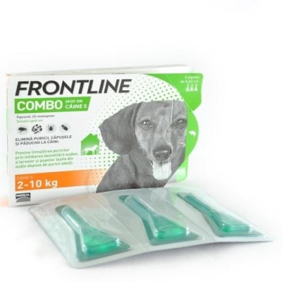 PIPETE ANTIPARAZITARE PURICI, CAPUSE, FRONTLINE COMBO 2-10kg CUTIE 3 PIP foto