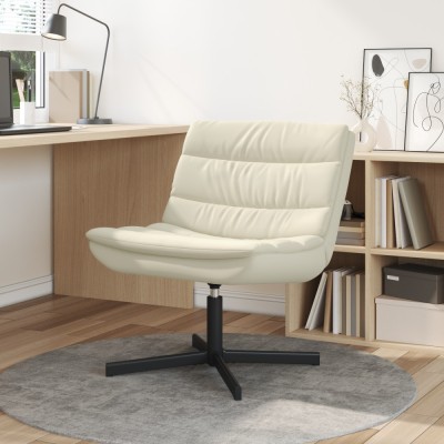 vidaXL Scaun Pivotant Crem Piele Artificială Mediu Pivotant foto