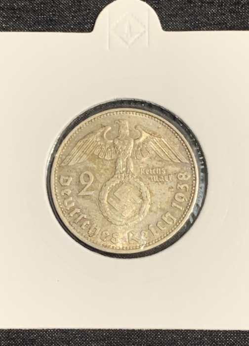 Moneda 2 reichsmark 1938 E argint