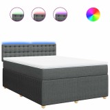 Cumpara ieftin Pat box spring cu saltea, gri inchis, 140x200 cm, textil