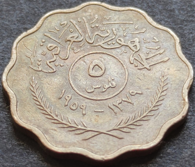 Moneda exotica 5 FILS - IRAK, anul 1959 * cod 3526 B foto