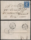 France 1864 Cover + Content Vannes to Drucourt - Railroad cancel D.855
