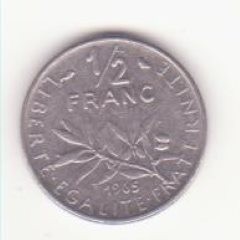Franța 1/2 franc 1965 foto