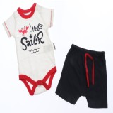 Cumpara ieftin Compleu Body si Pantalon scurt Hello Sailor Rac bebelusi bumbac 0-9 luni