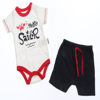 Compleu Body si Pantalon scurt Hello Sailor Rac bebelusi bumbac 0-9 luni foto