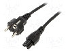 Cablu alimentare AC, 1.8m, 3 fire, culoare negru, CEE 7/7 (E/F) mufa, IEC C5 mama, SUNNY - C5E18