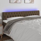 vidaXL Tăblie de pat cu LED, maro &icirc;nchis, 180x7x78/88 cm, textil