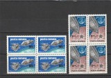 ROMANIA 1969 LP 702 COSMOS III APOLLO 9 SI 10 SERIA IN BLOC DE 4 TIMBRE MNH