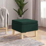 VidaXL Scaun cu picioare din lemn, verde &icirc;nchis, material textil