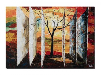 Tablou inspirational pictat manual, Treptele vietii, 70x50cm ulei pe panza in cutit cu efect 3D foto
