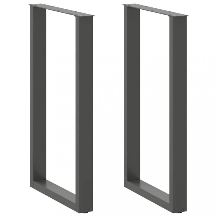 vidaXL Picioare de masă de bar &icirc;n formă de U, 2 buc., antracit, 60x(100-101) cm, oțel
