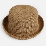 Palarie Bucket din Paie, Bej, Marimea 57, CMCLASS