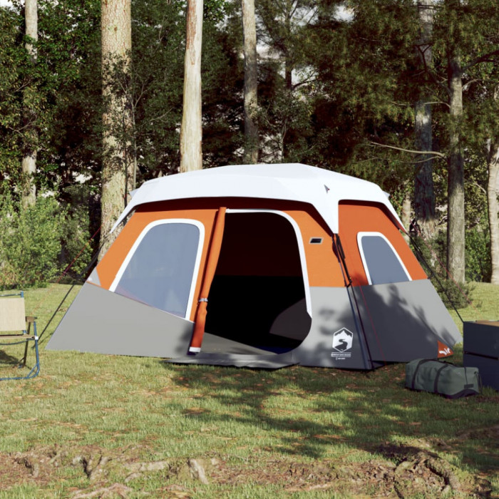 Cort de camping cu LED gri deschis si portocaliu 344x282x212 cm