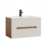 Cumpara ieftin Trent 80 dulap de baie inferior cu chiuvetă ceramică (2 sertare) sunset oak-alb