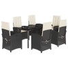 VidaXL Set mobilier de grădină cu perne, 7 piese, negru, poliratan 3212305